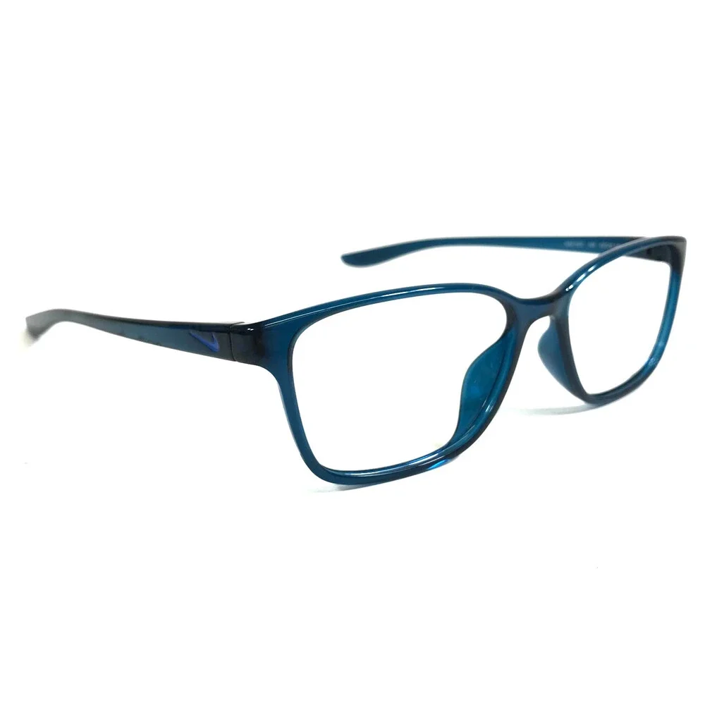 Nike Eyeglasses Frames 7027 405 Shiny Blue Midnight Rectangle 52-15-140